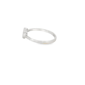 White lab opal heart cubic zirconia sterling silver ring