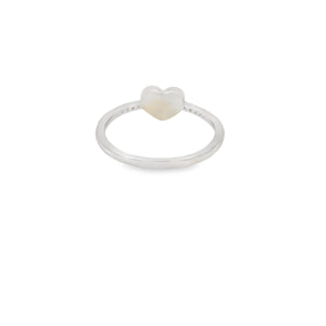 White lab opal heart cubic zirconia sterling silver ring
