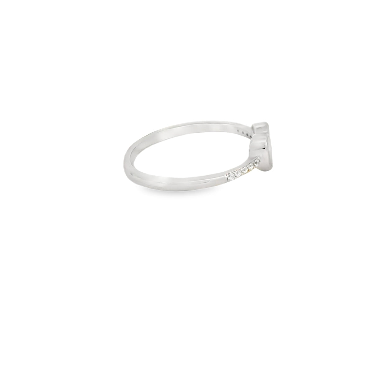 White lab opal heart cubic zirconia sterling silver ring