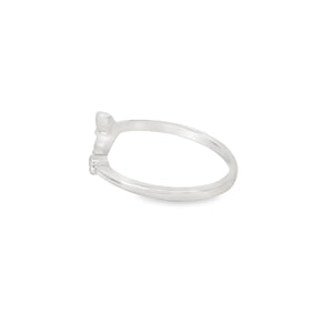 Whale tail blue lab opal with cubic zirconia sterling silver ring