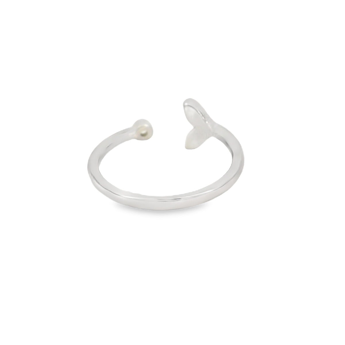 Whale tail blue lab opal with cubic zirconia sterling silver ring