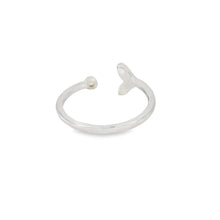 Load image into Gallery viewer, Whale tail blue lab opal with cubic zirconia sterling silver ring