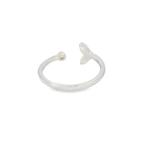 Whale tail blue lab opal with cubic zirconia sterling silver ring
