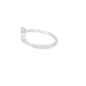 Whale tail white opal with cubic zirconia sterling silver ring