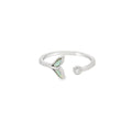 Whale tail white opal with cubic zirconia sterling silver ring