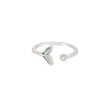 Load image into Gallery viewer, Whale tail white opal with cubic zirconia sterling silver ring