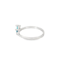 Load image into Gallery viewer, Blue lab opal crown with cubic zirconia sterling silver ring