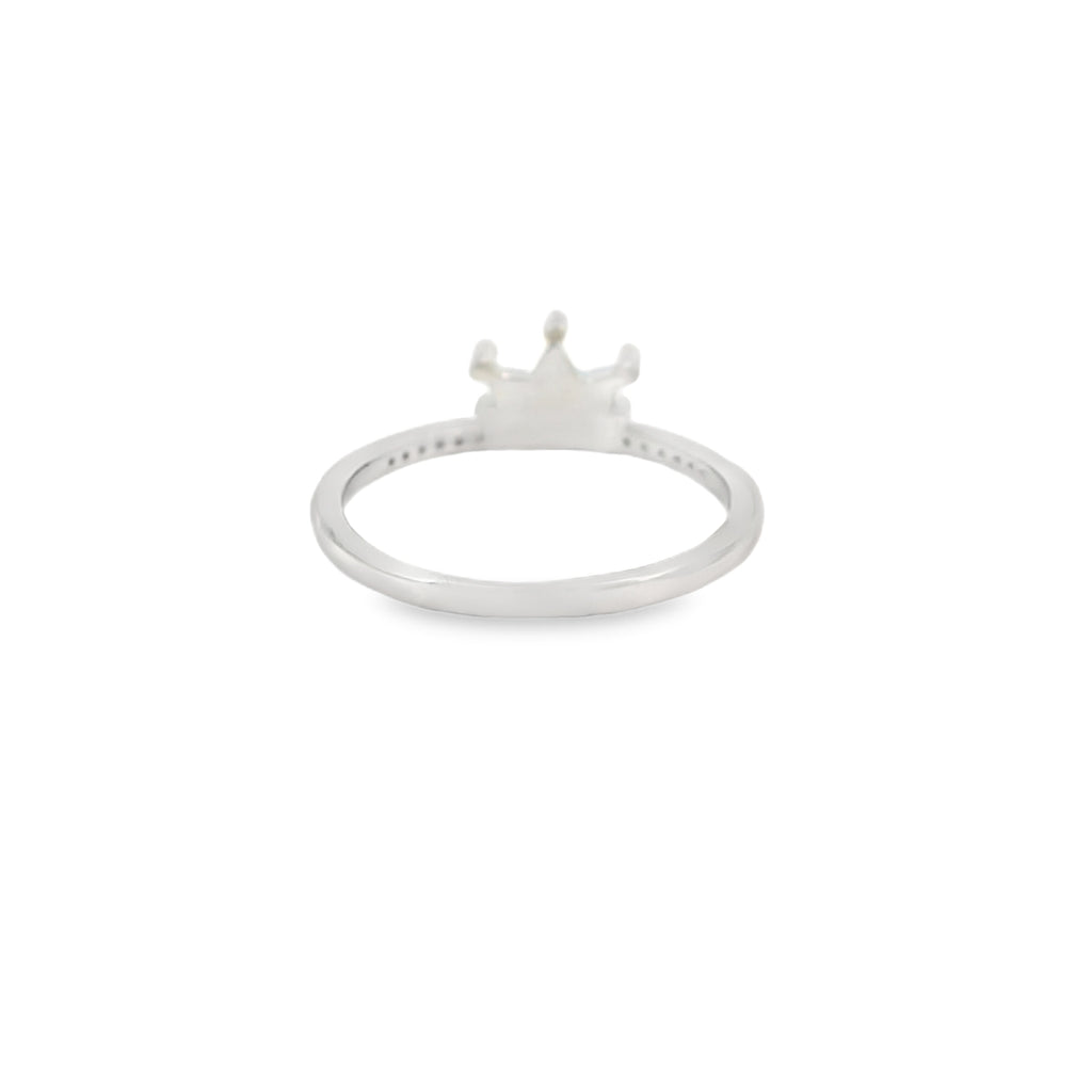 Blue lab opal crown with cubic zirconia sterling silver ring