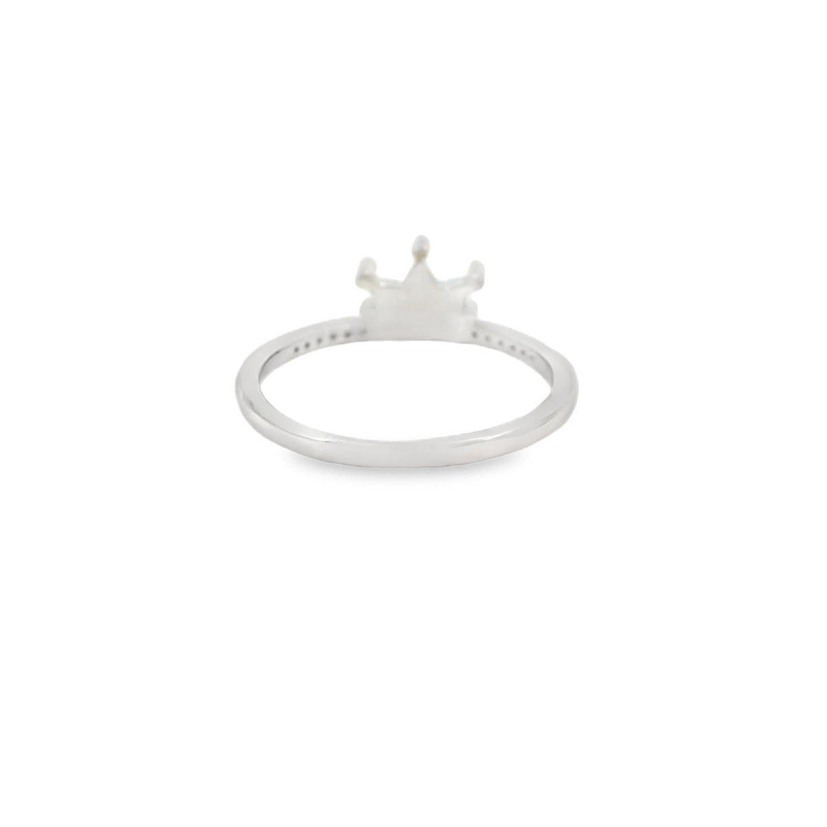Blue lab opal crown with cubic zirconia sterling silver ring