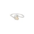 White lab opal heart sterling silver ring