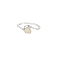 Load image into Gallery viewer, White lab opal heart sterling silver ring