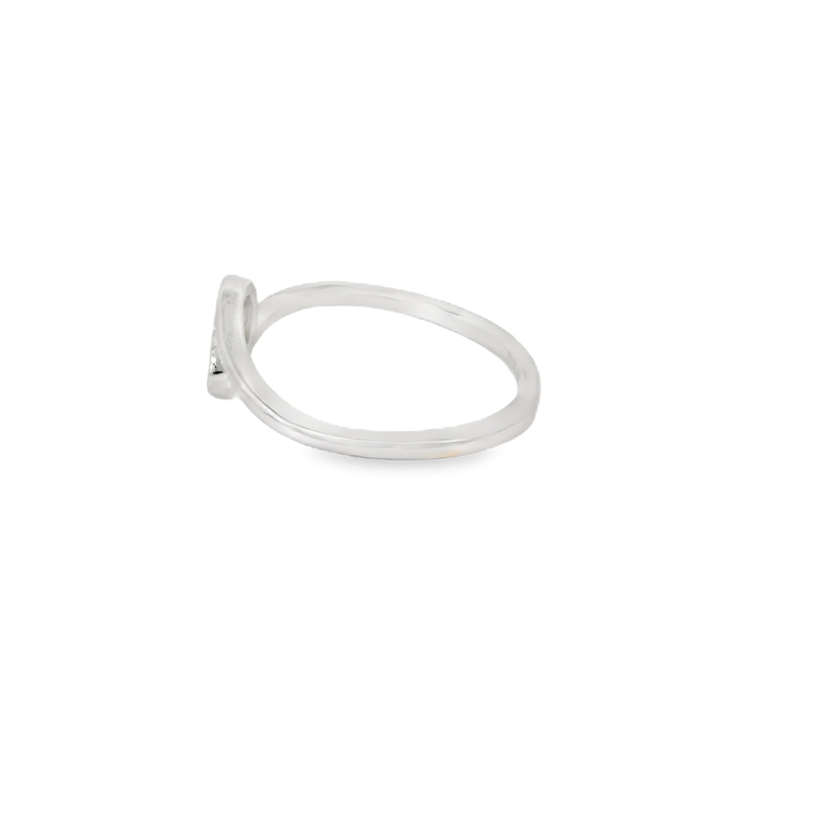 White lab opal heart sterling silver ring