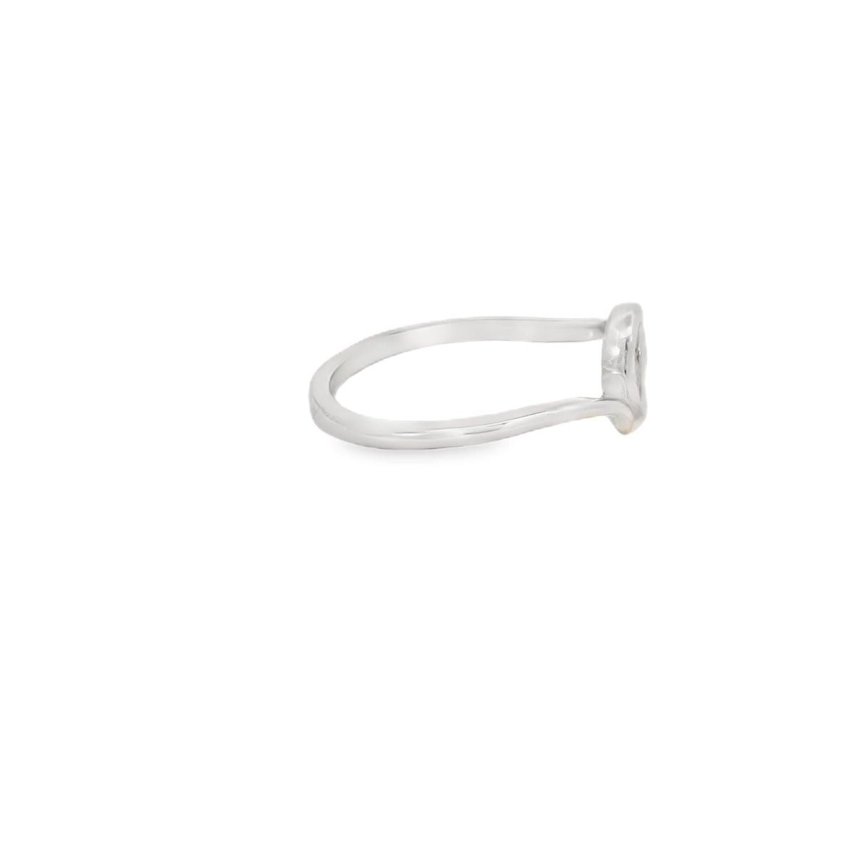 White lab opal heart sterling silver ring