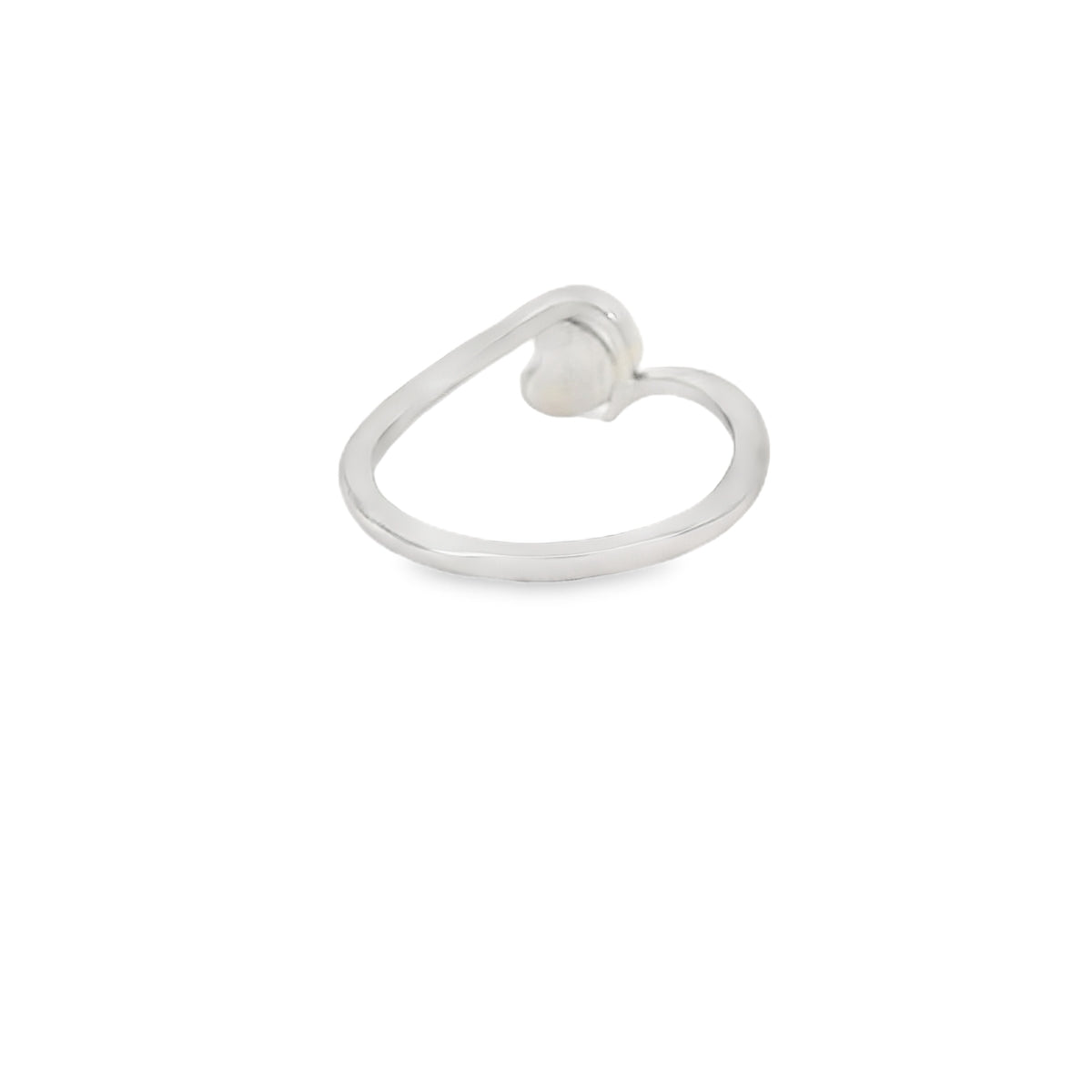 White lab opal heart sterling silver ring