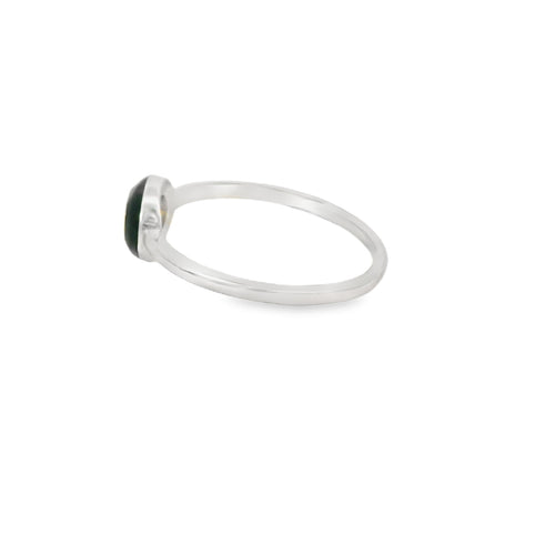 Blue lab opal with black enamel ring