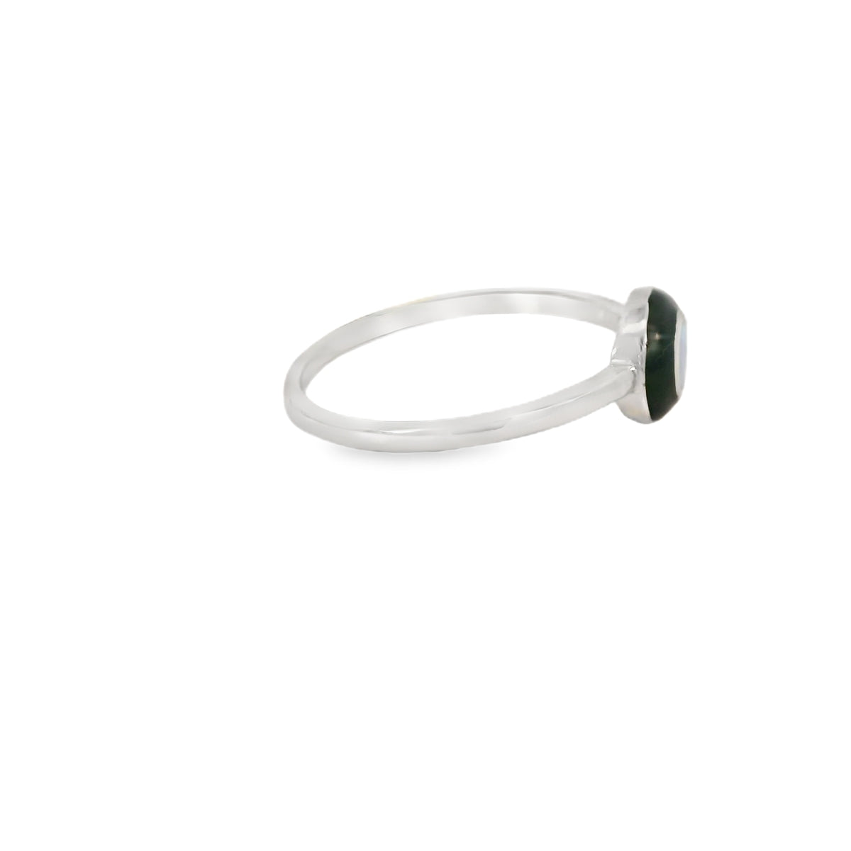 Blue lab opal with black enamel ring