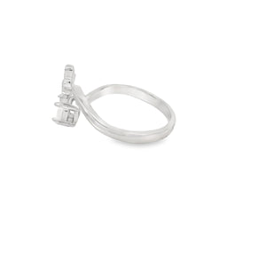 Butterfly & Round 5mm White Opal/CZ Ring