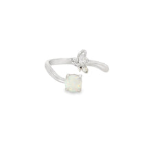 Load image into Gallery viewer, Butterfly &amp; Round 5mm White Opal/CZ Ring