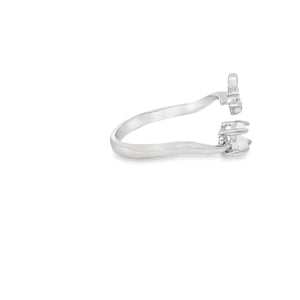 Butterfly & Round 5mm White Opal/CZ Ring