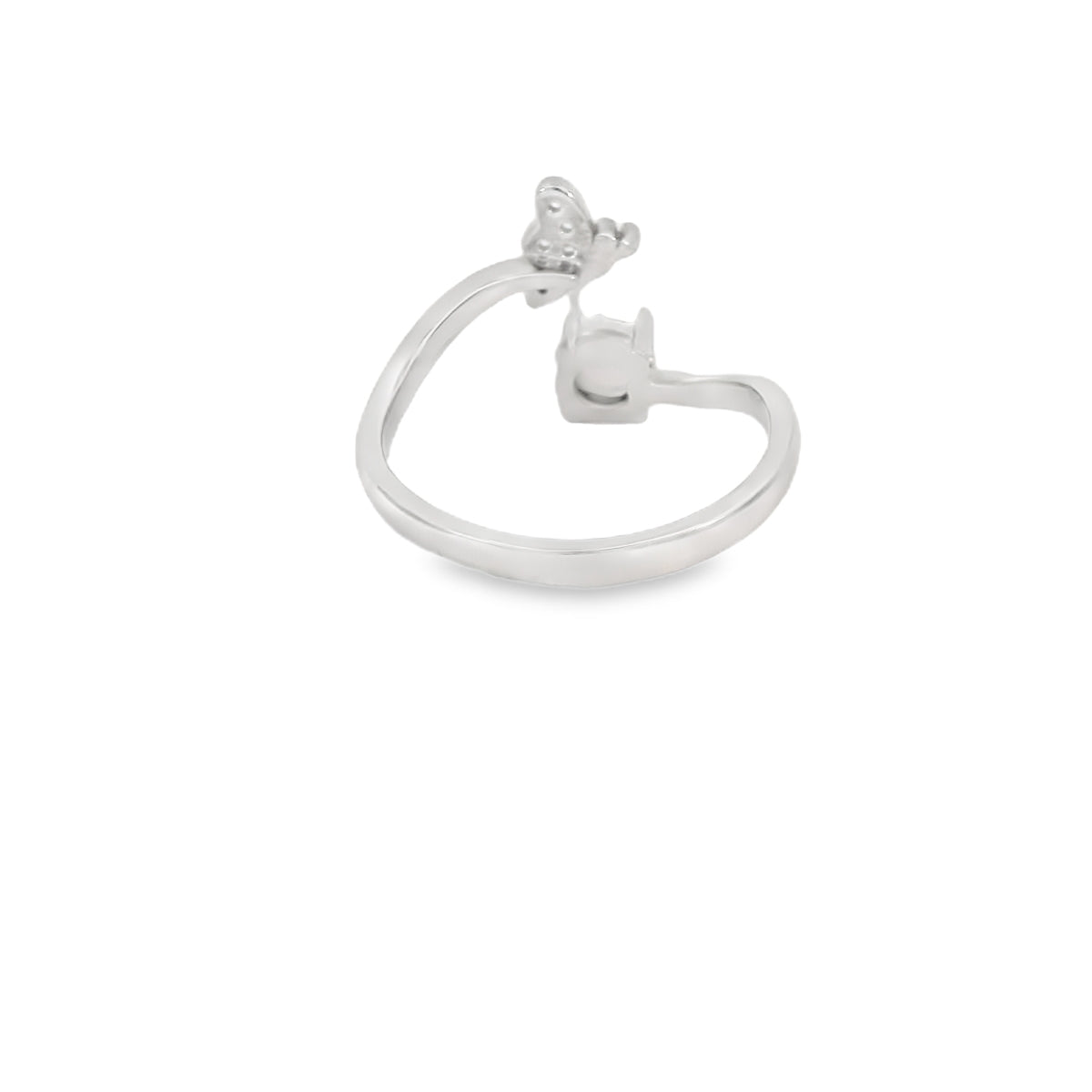 Butterfly & Round 5mm White Opal/CZ Ring