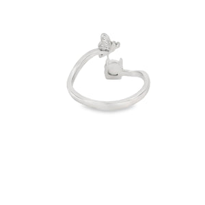 Butterfly & Round 5mm White Opal/CZ Ring
