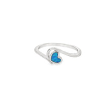 Load image into Gallery viewer, Blue lab opal heart sterling silver ring