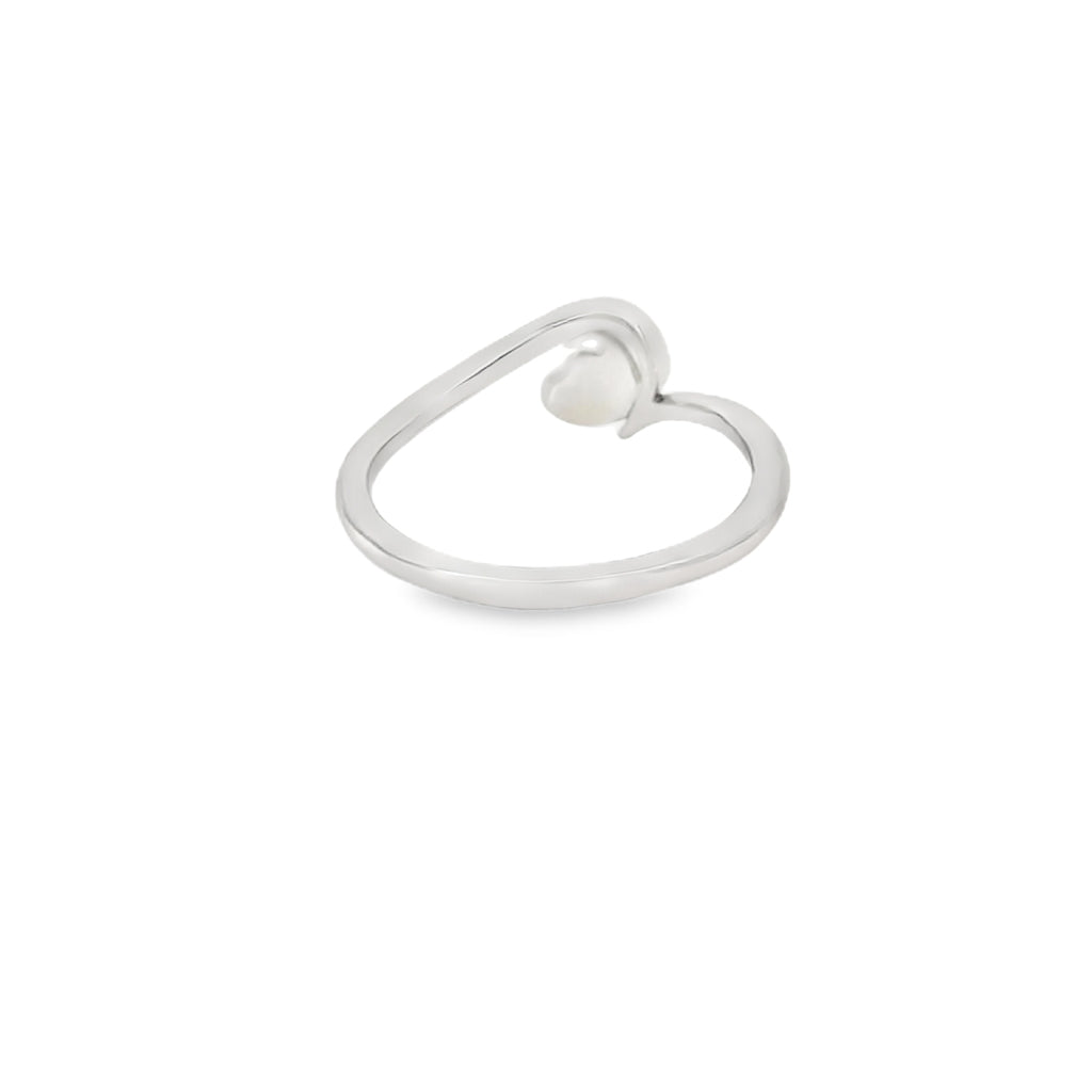 Blue lab opal heart sterling silver ring