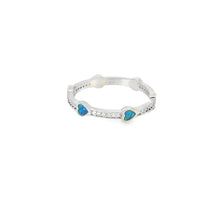 Load image into Gallery viewer, Blue lab opal hearts sterling silver ring