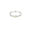 White lab opal hearts sterling silver ring