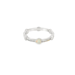 White lab opal hearts sterling silver ring