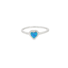Load image into Gallery viewer, Blue heart lab opal sterling silver ring