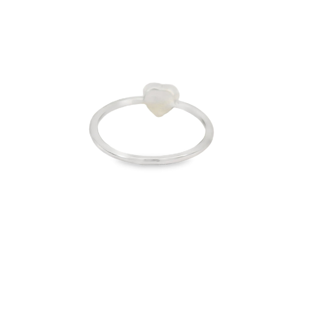 Blue heart lab opal sterling silver ring