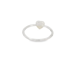Blue heart lab opal sterling silver ring