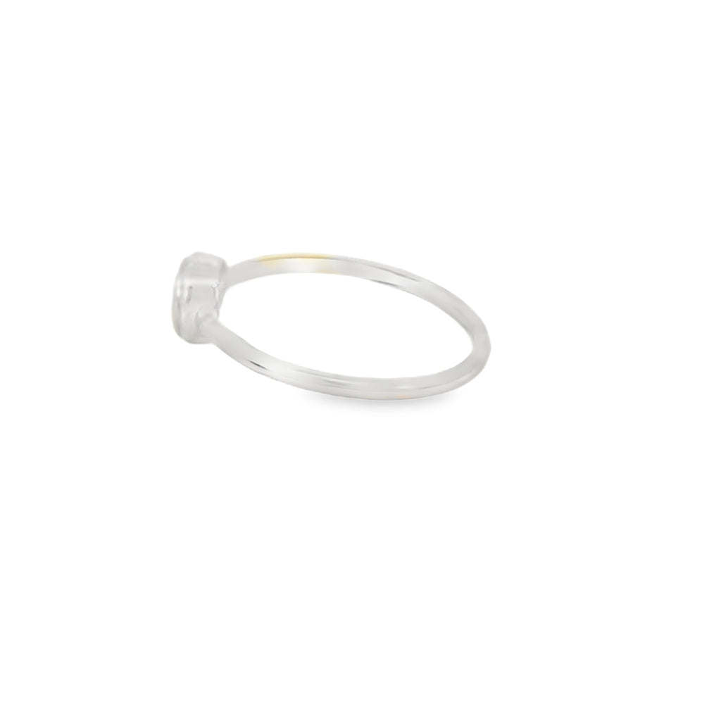 White lab opal heart sterling silver ring