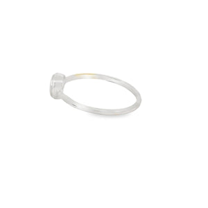 White lab opal heart sterling silver ring