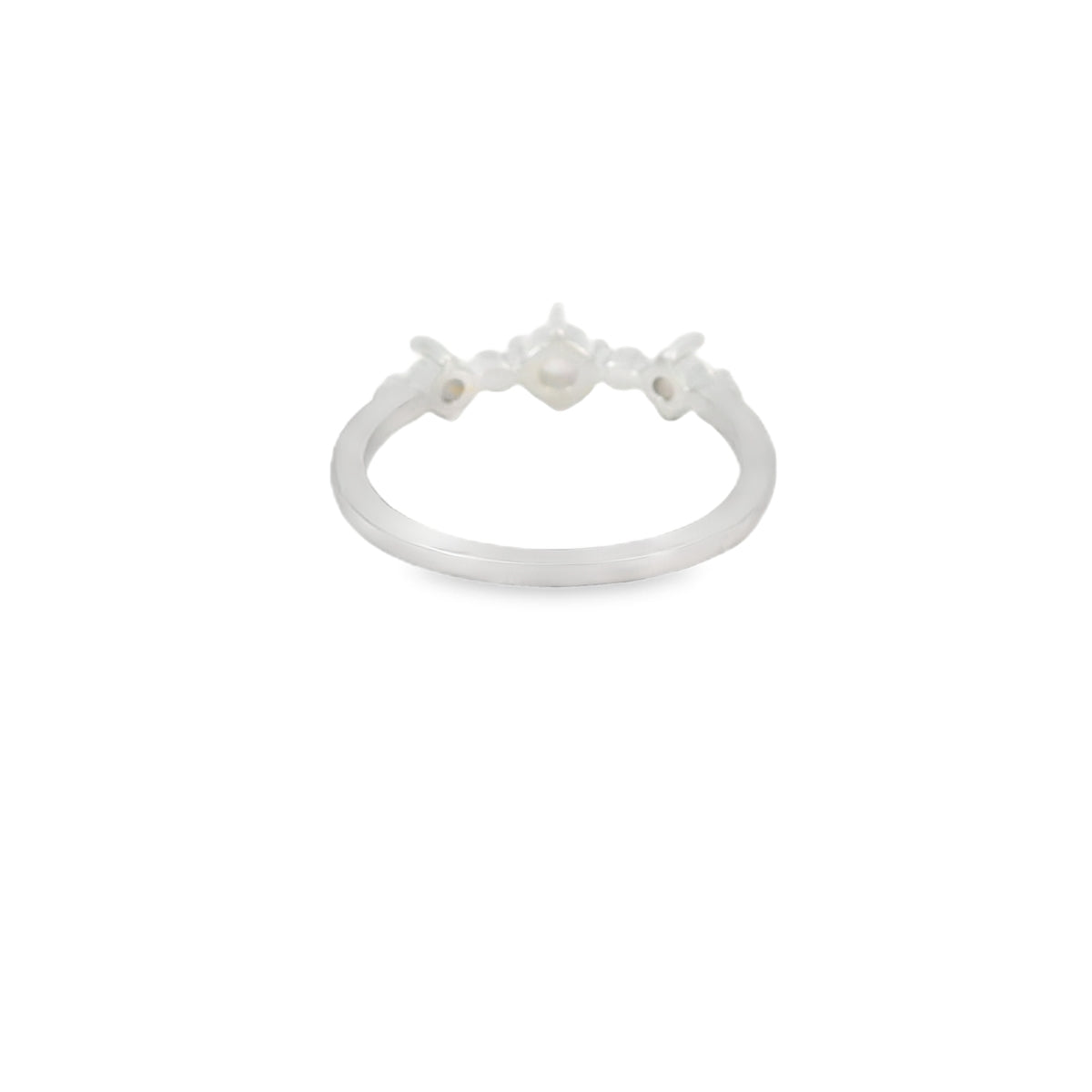 Three white lab opal sterling silver ring