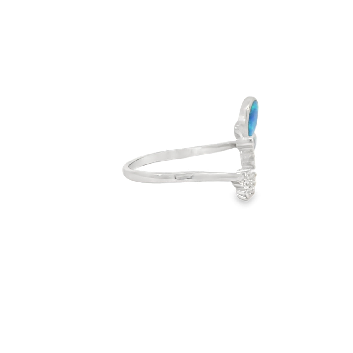 Blue lab opal butterfly cubic zirconia ring