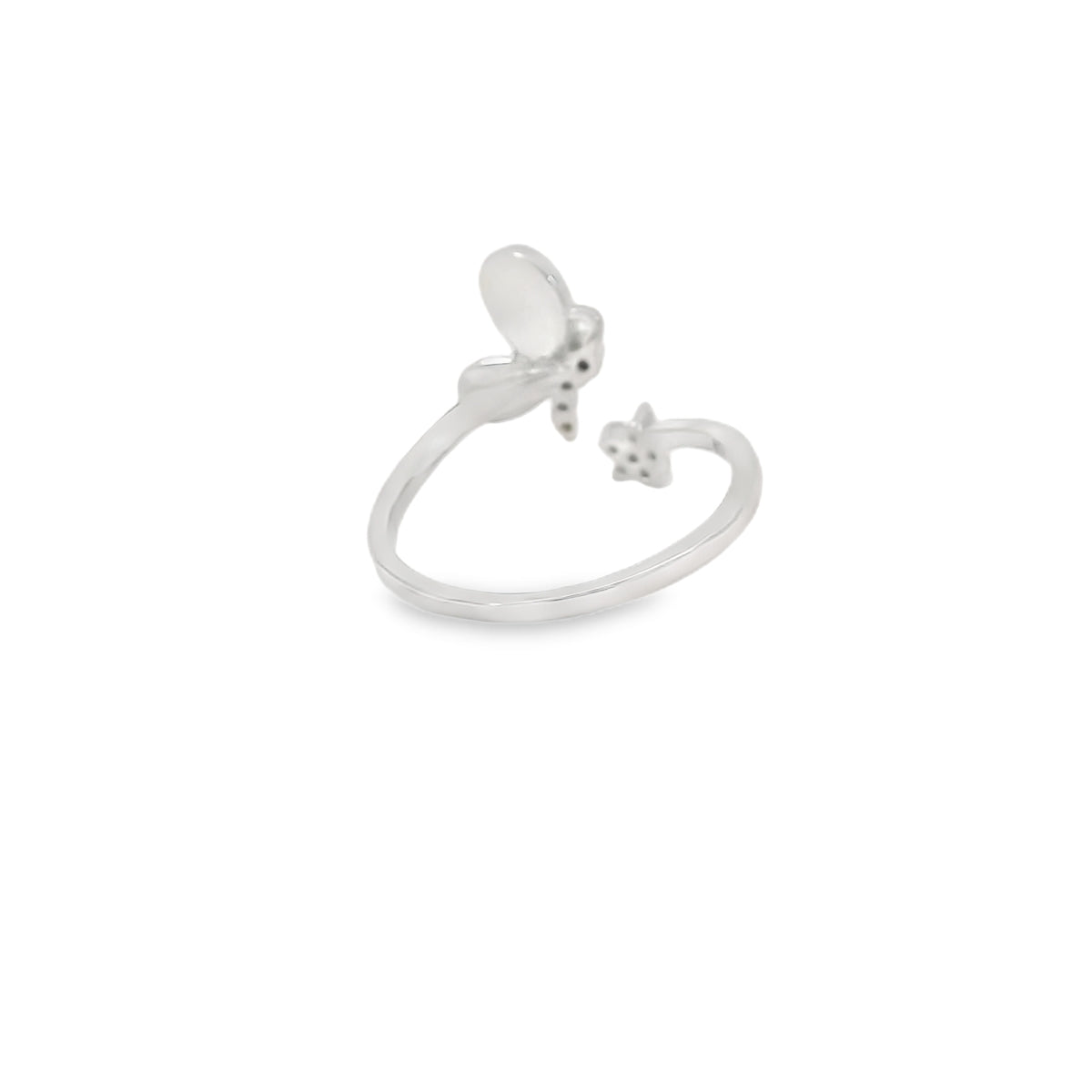 Blue lab opal butterfly cubic zirconia ring