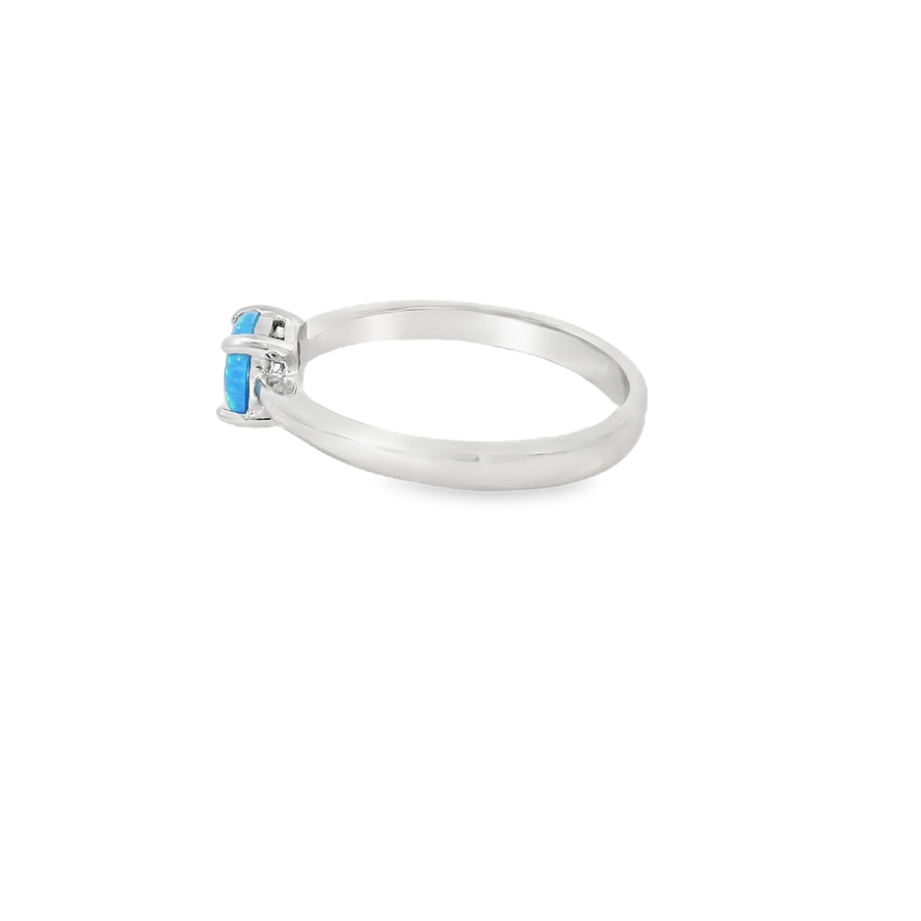 Round 6mm Blue Lab Opal Ring