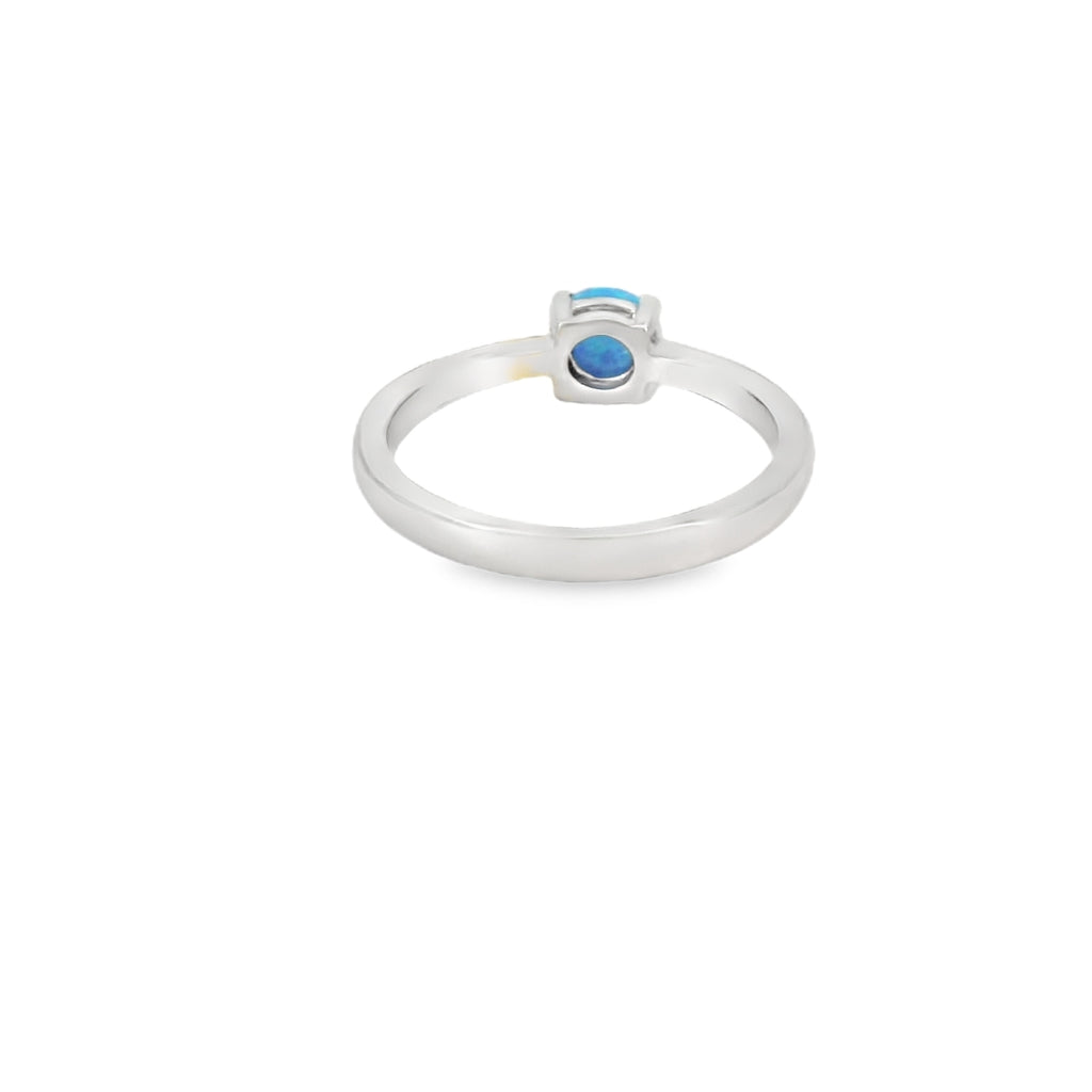 Round 6mm Blue Lab Opal Ring