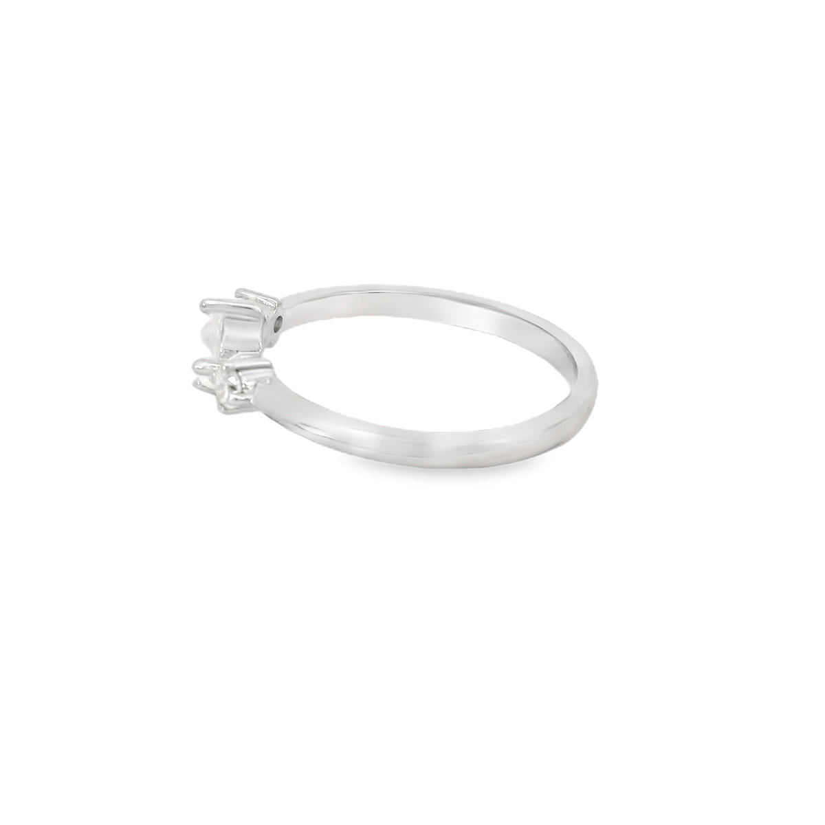 Round white lab opal cubic zirconia ring