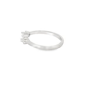 Round white lab opal cubic zirconia ring
