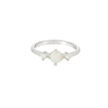 Round white lab opal cubic zirconia ring