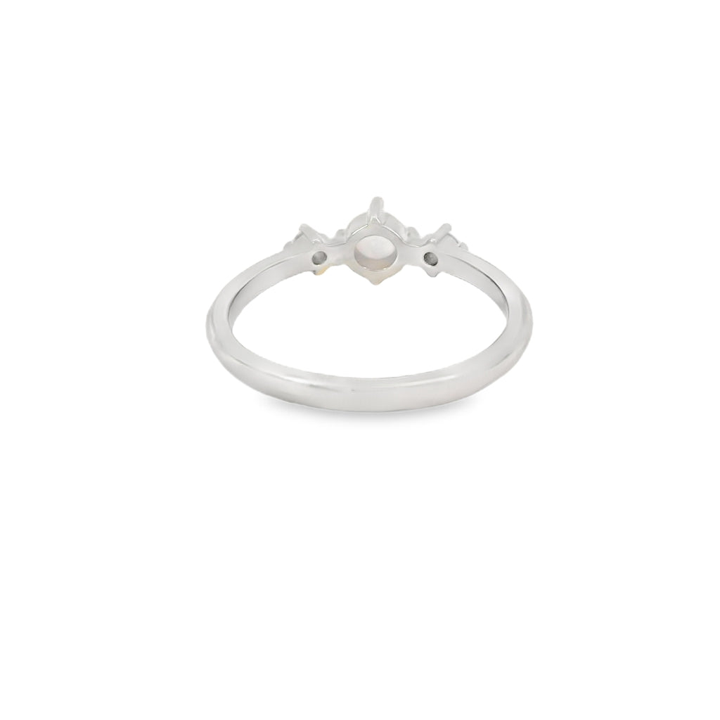 Round white lab opal cubic zirconia ring