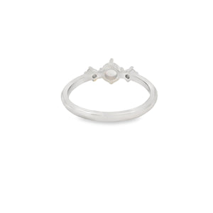Round white lab opal cubic zirconia ring