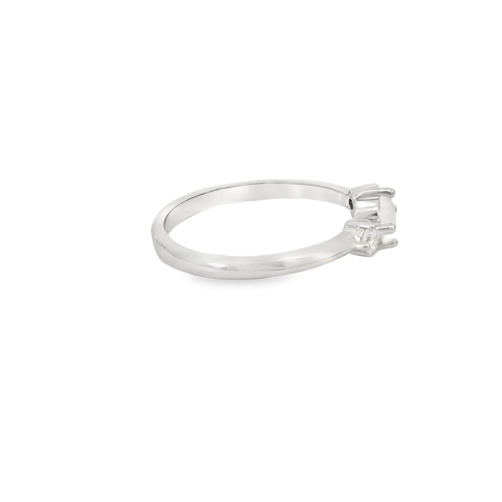 Round white lab opal cubic zirconia ring