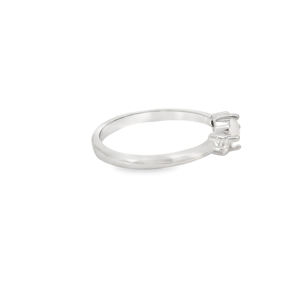 Round white lab opal cubic zirconia ring