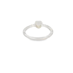 Blue lab opal heart sterling silver ring