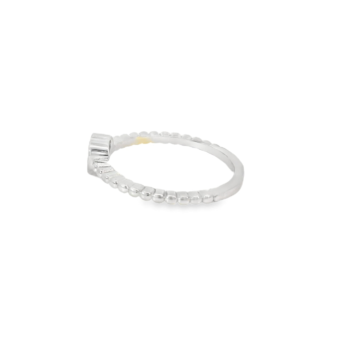 White lab opal heart sterling silver ring