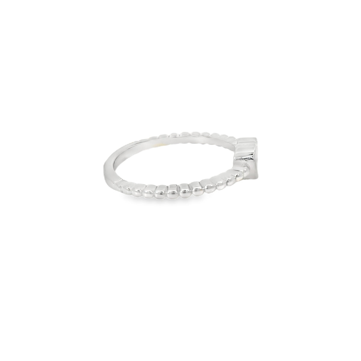 White lab opal heart sterling silver ring
